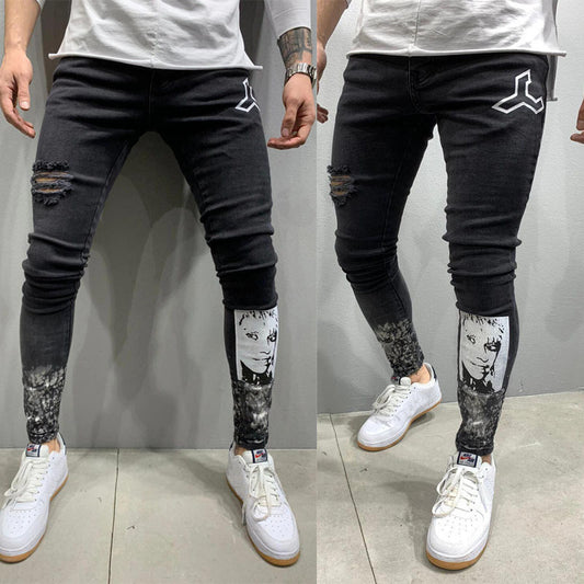 Men's Ripped Stretch Stiletto Jeans Black Jeans